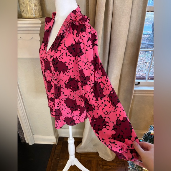 Kate Spade New York woman’s silk pink and red ruffle blouse size xs - Picture 4 of 9